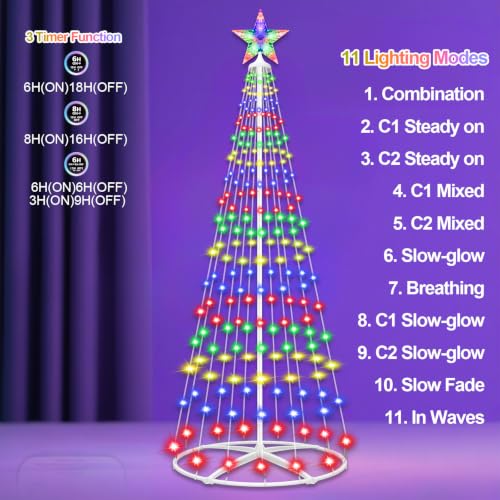 Prelit Christmas Cone Tree with Lights, 5FT Small Christmas Tree Light - Image 4