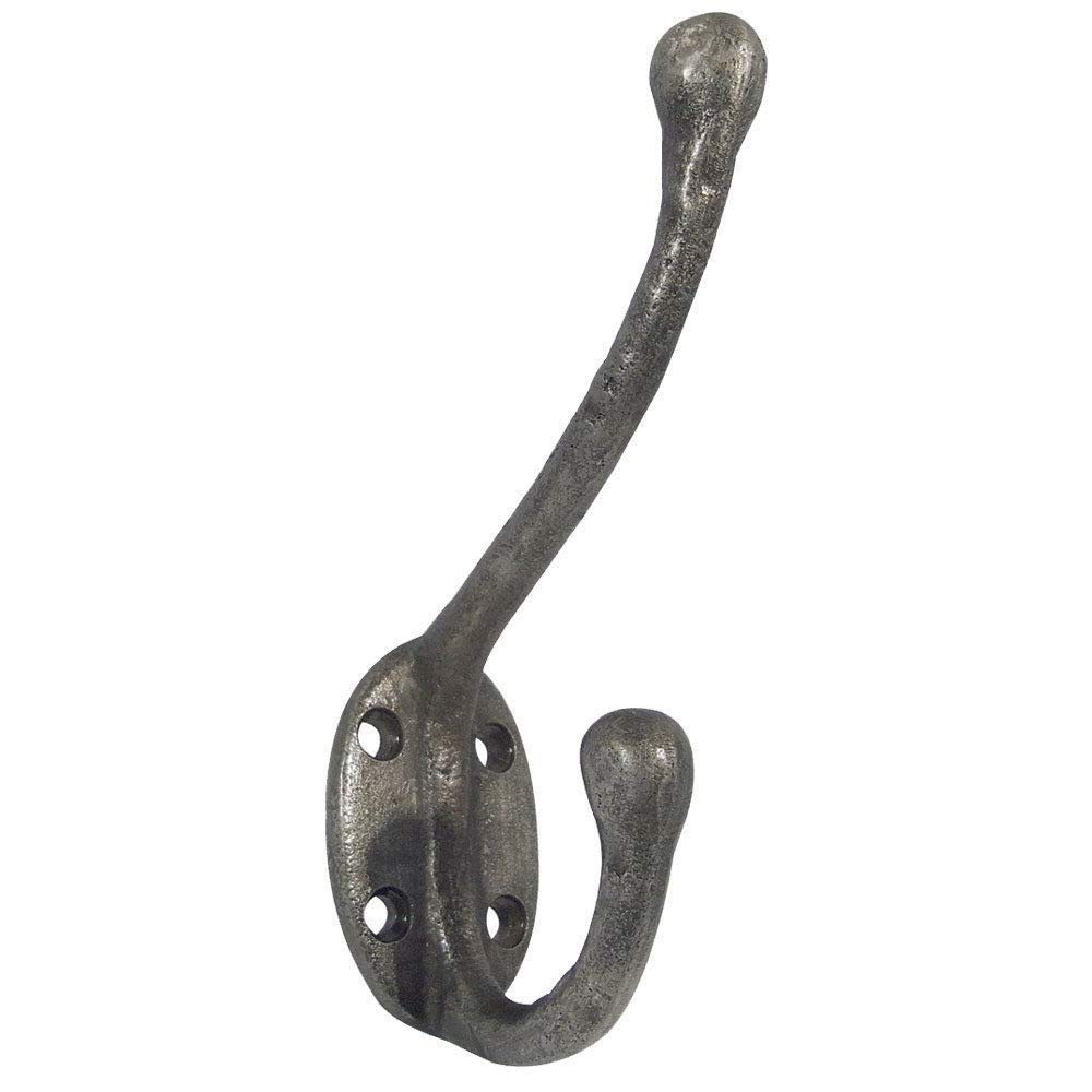 Hat & Coat Hooks/Double Robe Hooks Traditional Hand Forged Pewter Finish (125mm Hat & Coat Hook)