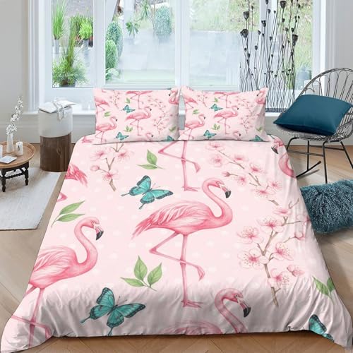 Housse de couette flamant rose effet 3D microfibre luxe - 4