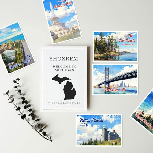 SHOXREM Michigan Postcards Set, 24 Pieces, 4x6 inches, Retro Travel Landmark Posters Wall Decor - Thumbnail 2