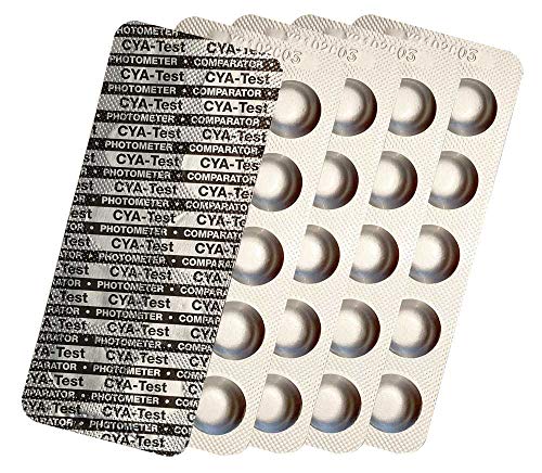 harren24 Pastilles de test photomètre Chlore DPD1, DPD3, Oxygène actif DPD4, valeur du pH Phenol Red, Alkalinity M, CYA Test, Testeur d'eau de piscine 50x 100x 250x 500x (CYA / 50x)