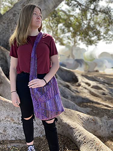 Image of Hand Embroidered Peace and Sunrise Boho Crossbody Hippie Handbag - Unique, Ethical, and Vibrant for the Free-Spirited Soul