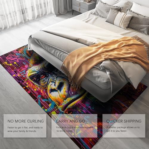 Tapis graffiti multicolore moderne pour cuisine, balcon abrité et salle à manger - 5