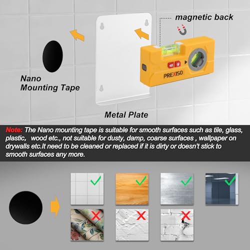 PREXISO 2-in-1 Line Laser Level - Mini Torpedo Level with Light, 3-3/4 inch Rotatable Magnetic Pocket Level & 30Ft Laser Line Leveler Tool for Hanging Picture, Wall Marking Painting, Home Renovation - Image 6