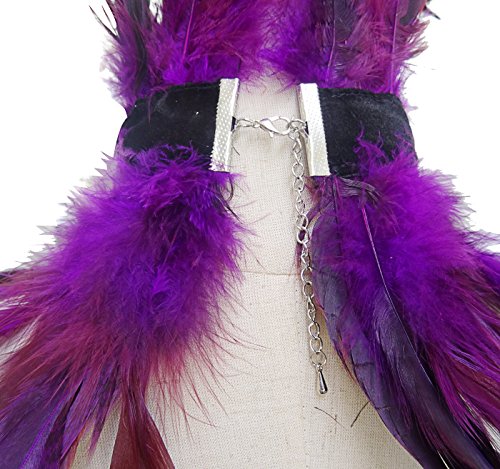 L'vow Gothic Victorian Natural Feather Choker Neck Wrap Collar For Halloween Party(Purple) #TOP4