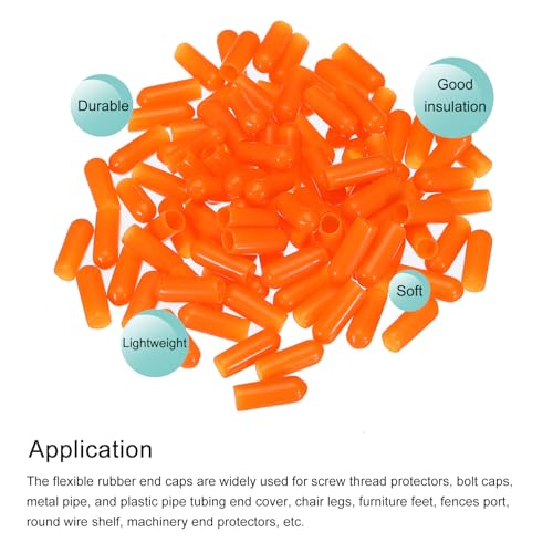 Image of MECCANIXITY 100pcs 5mm(3 /16 inch) Rubber End Caps Cover PVC Vinyl Screw Thread Protector Round Wire Shelf Caps for Screw Bolt Pipe Fence Post, Orange