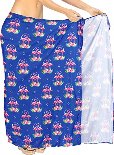 HAPPY BAY Traje de baño de la Playa de Encubrimiento Pareo de Las Mujeres Azul Real_AA24 78" X 39" Cover