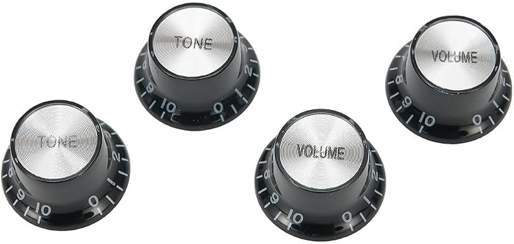 ZYWUOY Guitar Volume Knobs for Gibson for sg, Silver Top Hat Bell Style, 2 Tone 2 Volume, 6mm Pots