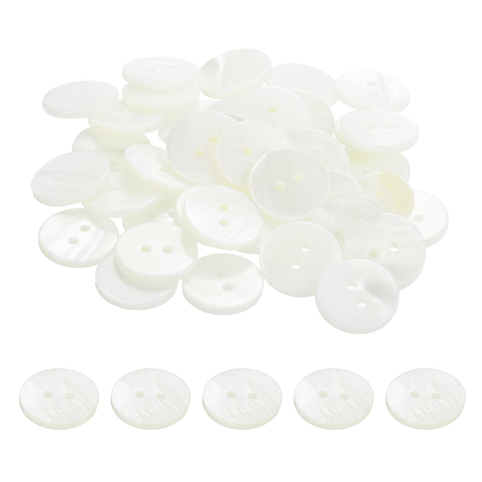 PATIKIL 50 Pcs 18mm Mother of Pearl Buttons, 2 Holes MOP Natural Pearl Shell Buttons for Sewing Clothes Coat Suits Shirt DIY Craft Decoration, White