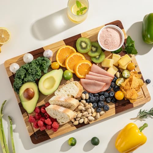 Tabla de cortar rectangular de madera con ranura y mango miniatura 4