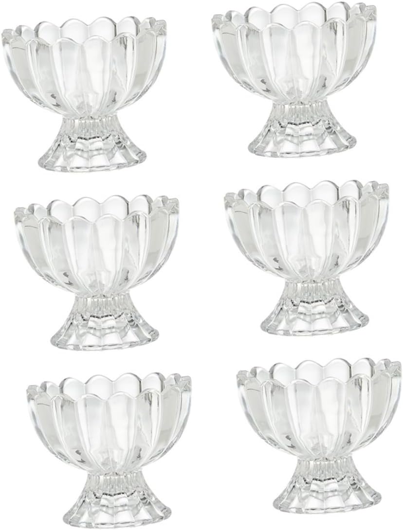 Zerodeko 100ml Dessert Cups Set of 6 Glass Ice Cream Pudding Cups Spoons for Fruit Suitable for Home Cafe Restaurant Hotel Elegant