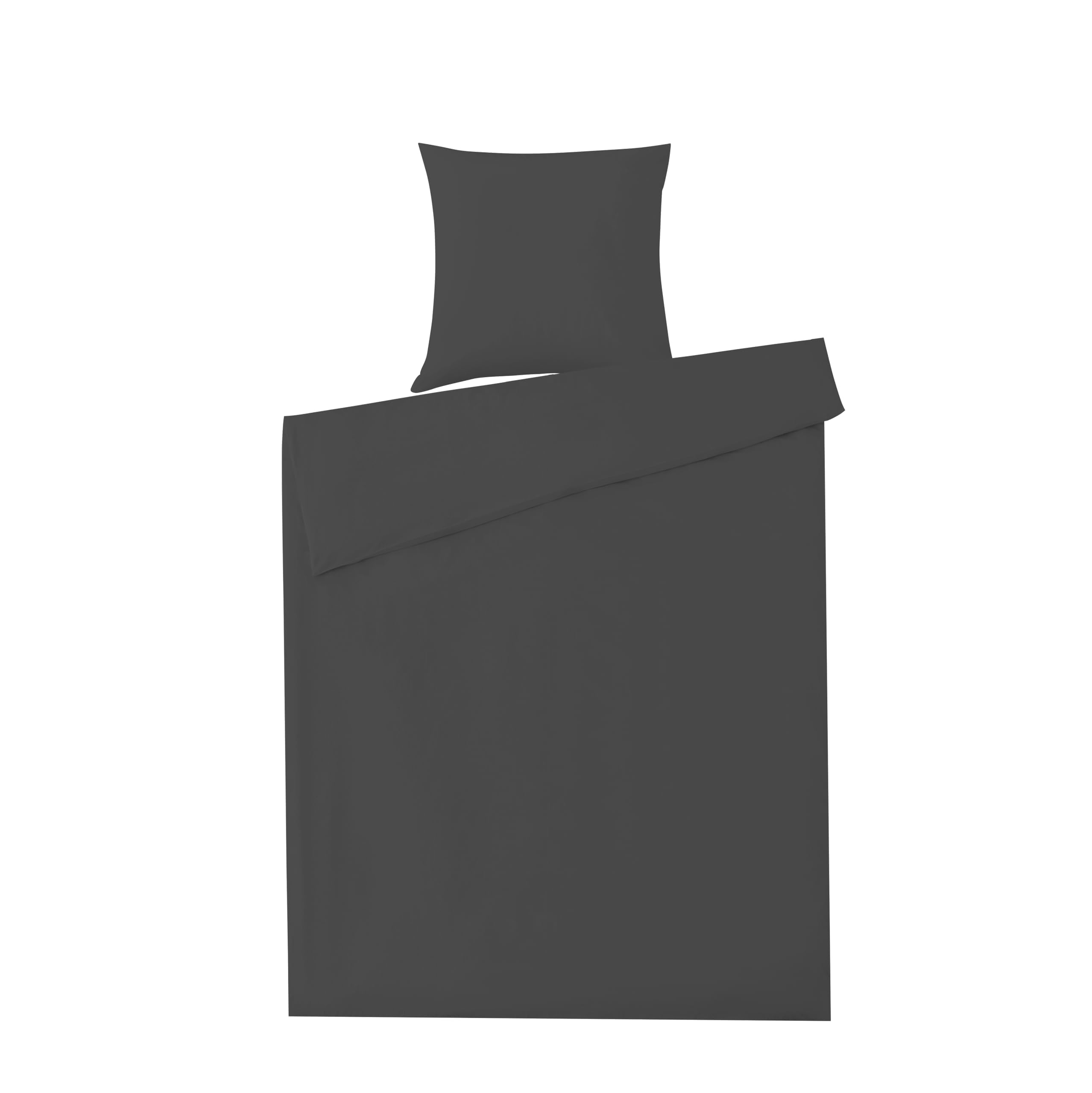 Homesty Ropa de cama premium de 155 x 220 cm + 1 funda de almohada de 80 x 80 cm – 100% algodón, Colchas Funda Nórdica de 2 piezas Öko Tex con cremallera YKK, antracita suave y transpirable