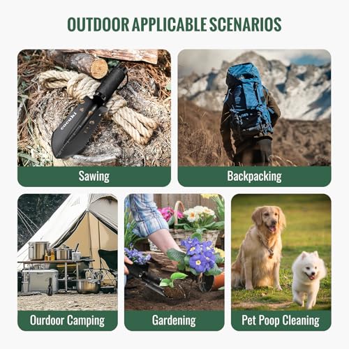 CoCuKi Mini Gartenschaufel, 9 in 1 Tragbar Ultraleichte Kleine Campingschaufeln mit Tragetasche, für Gartenarbeit Camping Strandwandern und Überleben