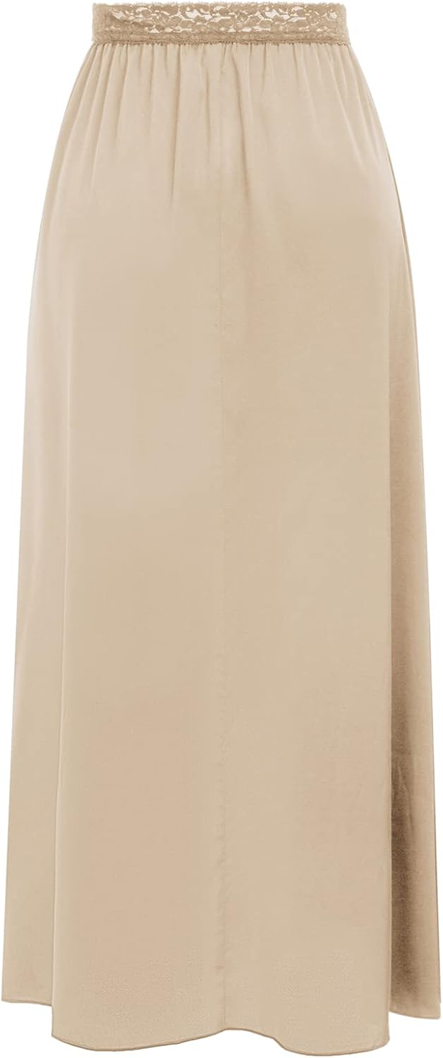 Kate Kasin Half Slips for Women Anti-Static Satin Underskirt Full Length Nude Skirt Lace Trim Short Slips for Under Dresses - Image 2