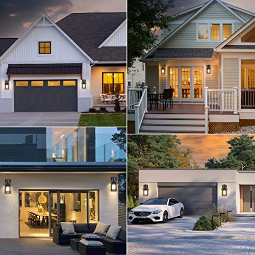 Wihtu 4 Pack Motion Sensor Outdoor Wall Lights, Dusk To Dawn Exterior Light Fixtures Wall Mount, Matte Black Front Porch Light, Anti Rust Wall Lantern With Seed Glass E26 Base, For Entryway, Hallway #TOP6