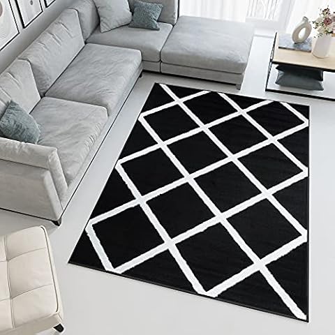 TAPISO Alfombra de Salón Diseño Geométrico Negro Blanco Cover