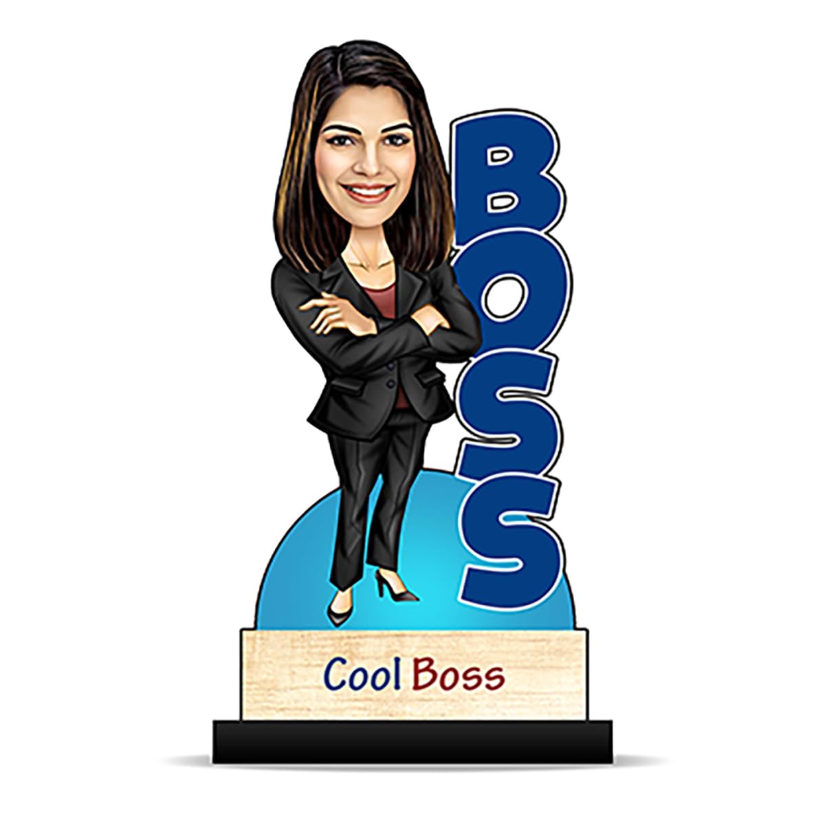 Foto Factory Gifts® Personalized Caricature Gifts for Women Lady Boss (Wooden 8 inch x 5 inch) CA0211