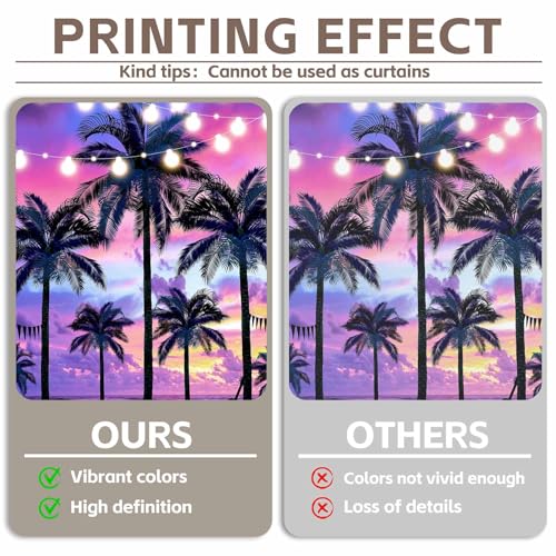 ZTHMOE Fabric 7x5ft Purple Summer Seaside Sunset Backdrop Hawaii Beach Palm Trees Tropical Photography Background Luau Party Decorations Kids Adults Photo Banner Booth by ZTHMOE - Image 4