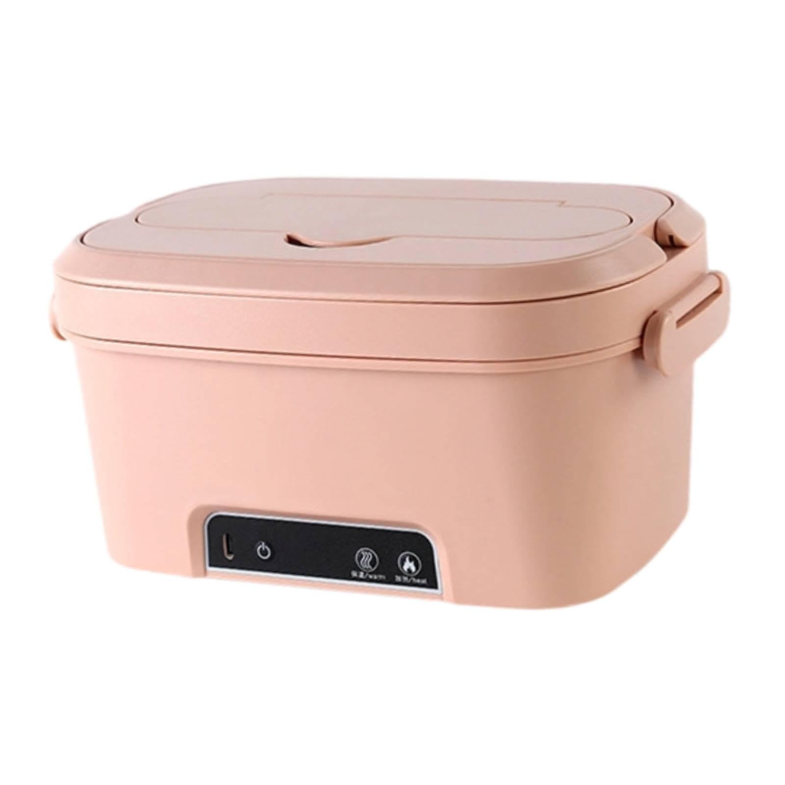 Scaldavivande Elettrico Cordless con Contenitore in Acciaio Inox Lunch Box Ricaricabile Scomparto Posate Antigoccia Riscaldamento Veloce, Rosa