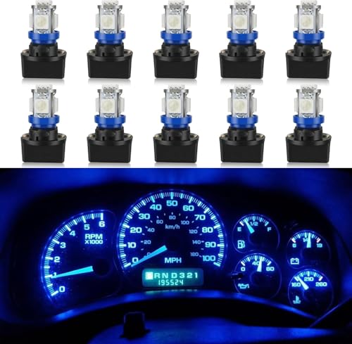 WLJH 10Pack Printed Circuit Base T10 194 168 LED Light Bulb PC194 PC195 PC160 PC161 PC168 Instrument Panel Gauge Cluster Dashboard Automotive Multi-Purpose Light Bulb Blue