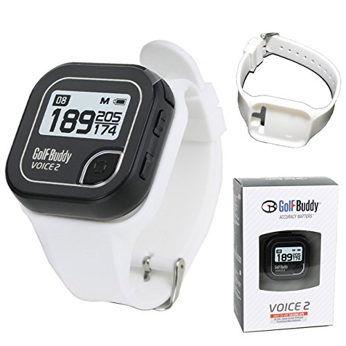 Golf Buddy Bundle Voice 2 Easy-to-Use Talking GPS, Black Voice 2 White Wristb