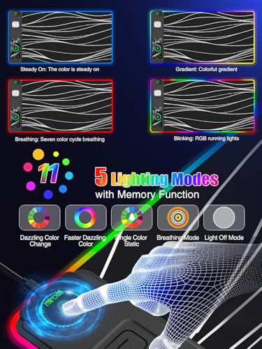 Image of Mouse Pad with Foldable Phone Holder & Wireless Charger, XXL RGB Gaming Mousepad 31.5 inchx15.8 inch Large Desk Mat for Keyboard, Black Desk Pad with Dual Qi Charging Station | 11 Colors 5 Modes | Waterproof