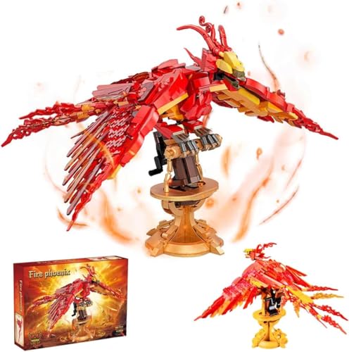 FULHOLPE Fire Phoenix Bausteine Set 938 Klemmbausteine Magical Feuerphönix Modellbausatz Magic World Tier Home Office Decor Geschenke für Jungen Erwachsene
