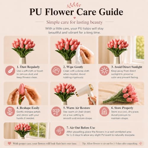 Image of Mandy's 20pcs Artificial Coral Pink Tulips