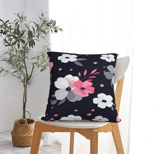 Housse de coussin fleurs 70x70 cm noire avec finitions soignées - 6