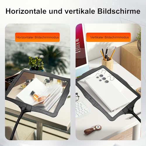 10X Lupe mit Licht und Ständer, 360° Flexible Schwanenhals Leselupe, 50 LED Helligkeit Einstellbare Abnehmbare Blendfreies Design Lupenleuchte zum Lesen, Reparaturen, Nähen, Handwerk
