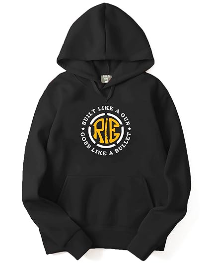 Men's Cotton Neck Hooded Sweatshirt (H21-M-BUL-BL_Black_M)