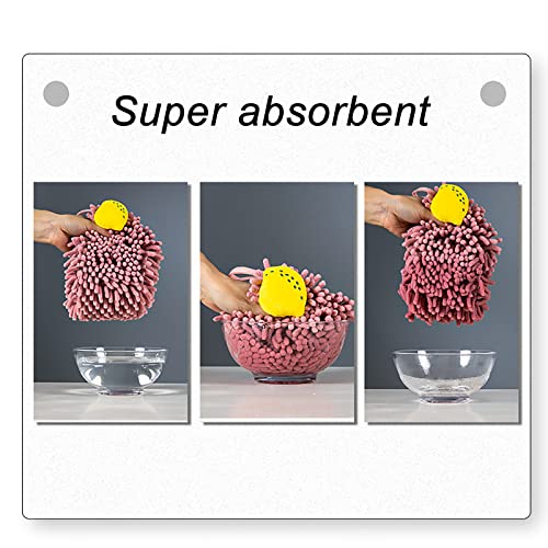 Chenille Hanging Hand Towels Soft Absorbent Microfiber Hand Towels Plush Quick-Drying Cute Cartoon Fruit Hand Towel With Hanging Loops For Bathroom Kitchen (Blue+Grey+Pink) #TOP4