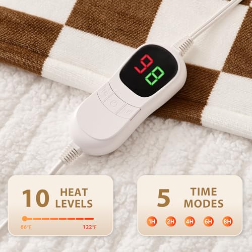 Image of Homemate Electric Blanket Heated Throw - 50 inchx60 inch Ultra Soft Cozy Flannel Heating Blanket with 10 Fast Heat Levels 8 Hours Auto Off Over-Heated Protection ETL Certification Keep Warm in Home Office