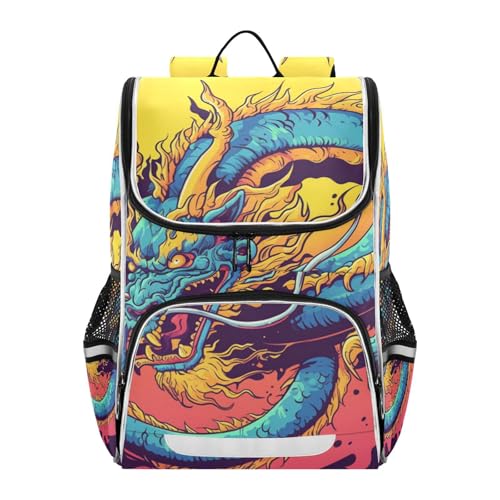 Mochila escolar de dragón para excursiones infantiles y portátiles