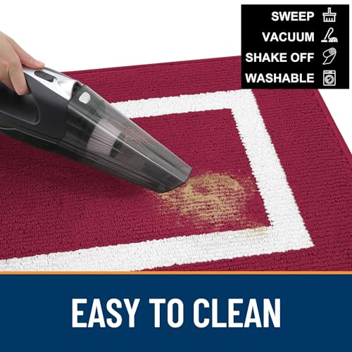 OLANLY Indoor Door Mat, 59x20, Non-Slip Absorbent Resist Dirt Entrance Mat, Washable Low-Profile Inside Entry Doormats for Entryway, Red — view 5