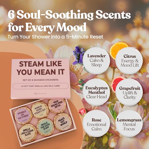 MESMOS 6 Assorted Shower Steamers Aromatherapy, Self Care Gifts for Women, Stress Relief Relaxation Spa Gifts, Spa Day Essentials Accessories, Self Care Set, Aromatherapy Shower Steamer for Women