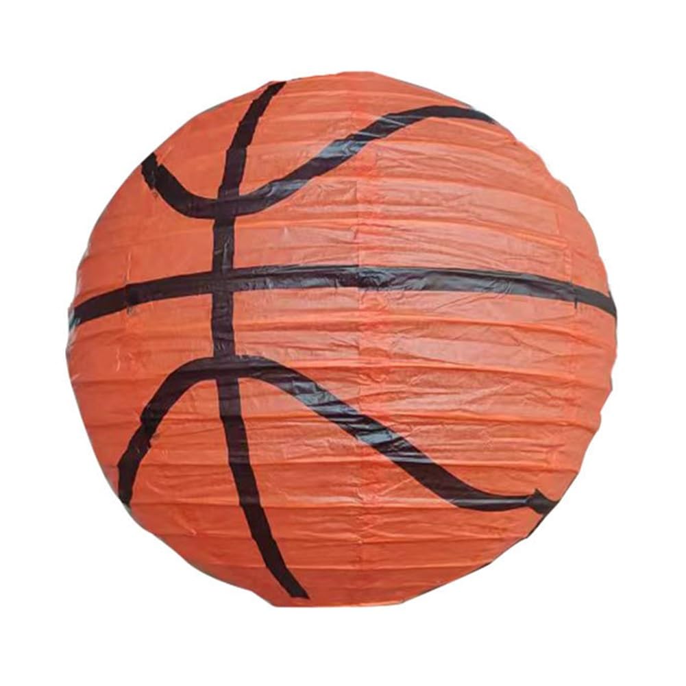 Paper Lanterns Ball Sports Theme Lantern Baseball/Basketball/Soccer Shape for Wedding Holiday Party Hanging Decor(Basketball)