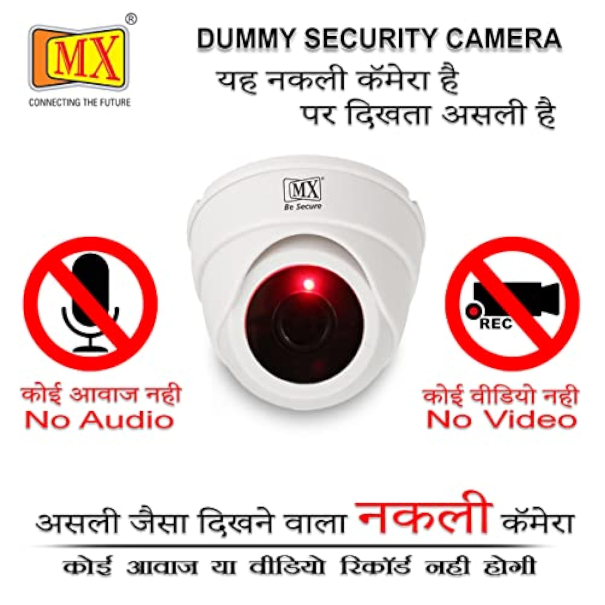 Dummy CCTV Dome Camera with Flashing LED Light, Security Prop
