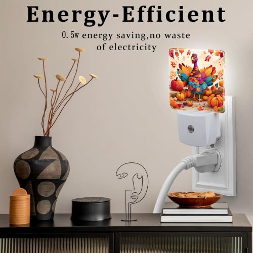 Image of Night Light, Dusk to Dawn Night Light Plug in, Fall Thanksgiving Turkey