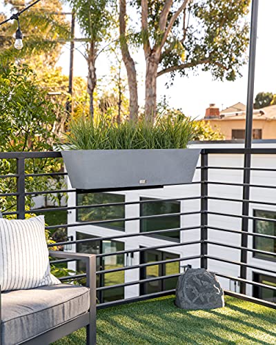Image of Veradek Pure Series Railing Planter - Tapered Window Box with Bracket