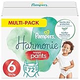 Pampers Baby Windeln Pants Größe 6 (15kg+) Harmonie, Monatsbox, sanfter Hautschutz und pflanzenbasierte Inhaltsstoffe, 72 Höschenwindeln