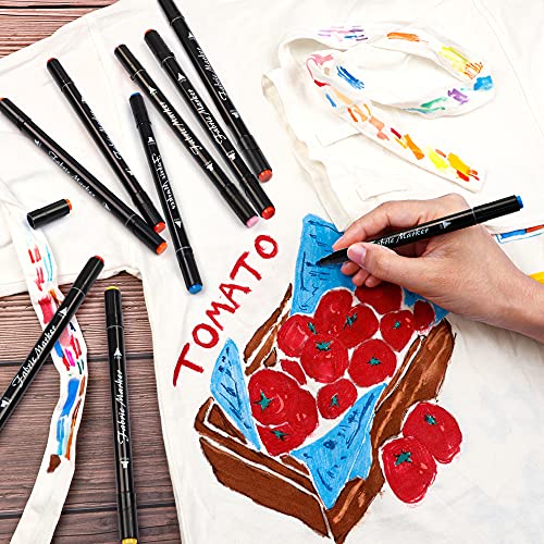 Lelix Fabric Markers, 30 Permanent Colors Dual Tip Fabric Pens For Writing Painting On T-Shirts Clothes Sneakers Canvas Pillowcases, Child Safe & Non-Toxic For Kids Adults #TOP5