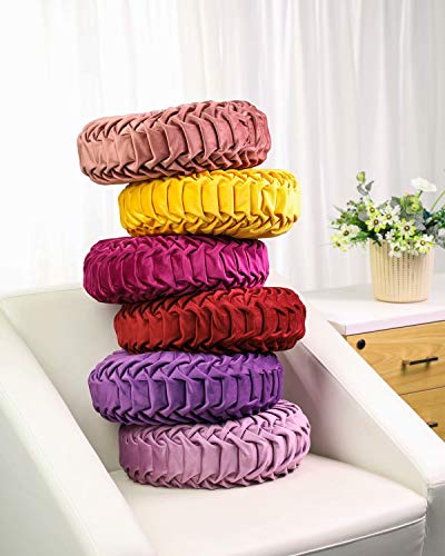 Hlovme Throw Pillow For Couch Decorative 3D Pumpkin Round Velvet Cushion For Sofa Bed Chair Floor 15"X15", Yellow #TOP3