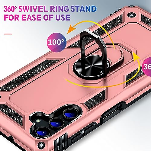 Image of for Samsung Galaxy S26 Case with Screen Protector, Heavy Duty Military Grade Shockproof Rugged Protective Cover for Samsung S26 Phone Case with Metal Ring Magnetic Kickstand (Pink)