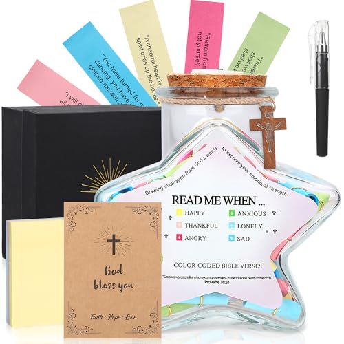 Lynexis Bible Verse Jar, Birthday Gifts For Women, Christian Gifts For Women, Men, Mom, Dad, Teacher and Friend, Prayer & Hope Jar With Sticky Notes and a Pen, Christmas & Thanksgiving Day Gift