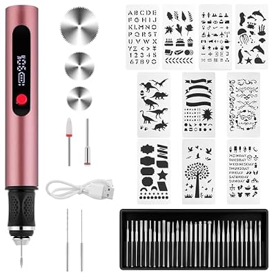 flintronic Grabado Pluma, Lápiz de Grabado Eléctrico, Pino de Grabado Eléctrico con 30Bit, Herramienta de Grabado Inalámbrica Portátil,Mini Bolígrafo Grabador Eléctric,USB Carga,Regulador 3 Velocidade