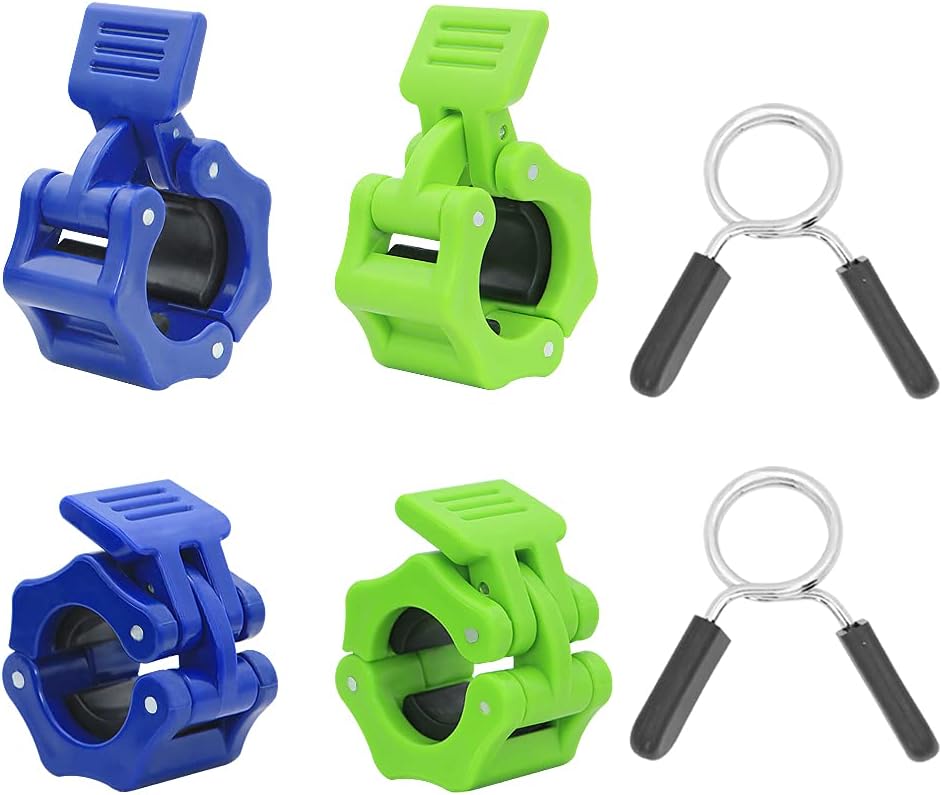 Geluode 4 Pcs 1 Inch Barbell Clip with 2 Pcs Barbell Spring Clip