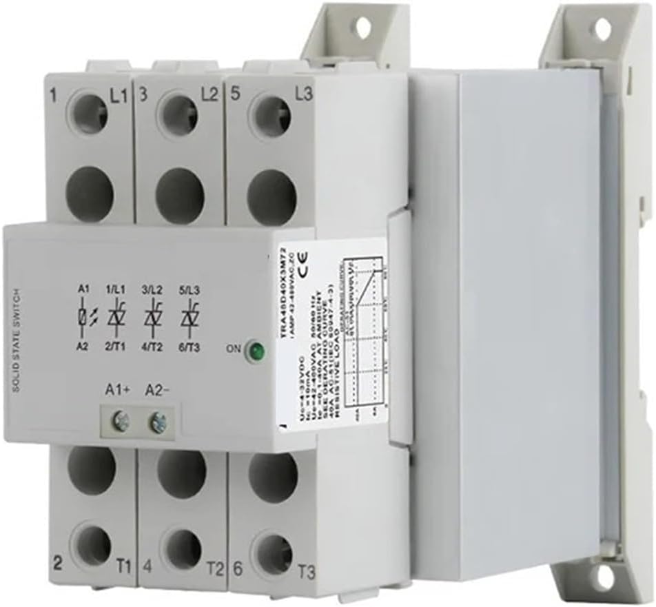 TRA48D40x3M72 Ultra-Thin DC Control AC Three-Phase Solid State Relay Module with Heat Sink and DIN Rail Mounting 480VAC