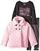 Calvin Klein Little Girls' Pink Quilted Jacket with Tee and Pants Set