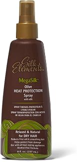 Silk Elements MegaSilk Olive Heat Protection Spray - Frizz-Reducing Shine & Softness for Heat-Styled Hair, 8oz